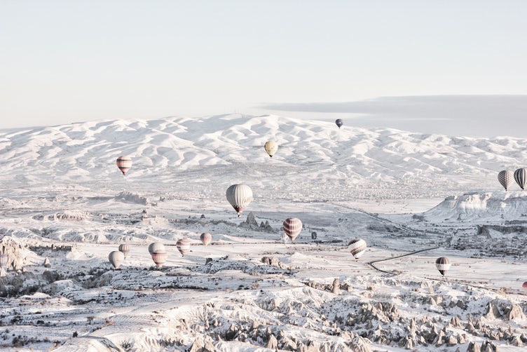 infrared photo of hot air balloons in Turkey