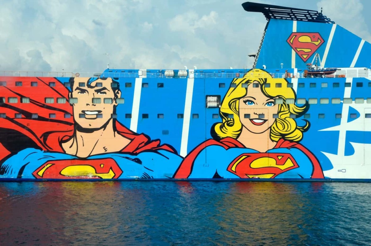 Superman and Woman Painted on a Boat