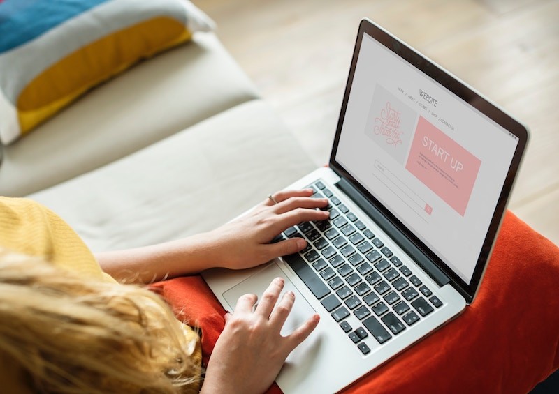 Woman Writing a New blog post