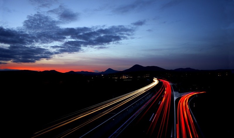 asphalt blurred car lights