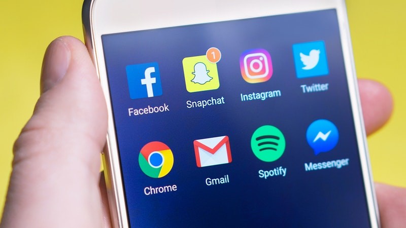 popular social media apps on a smartphone screen