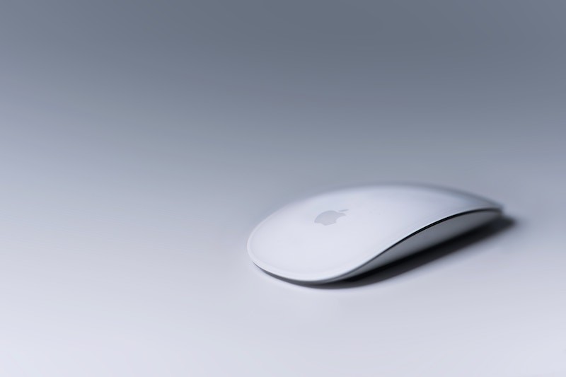 White Apple Mouse in Gray Light