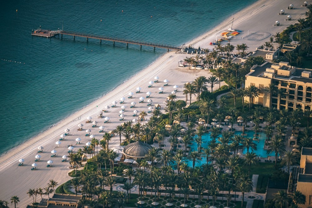 Aerial View of a Hotel Resort at the Beautiful Beach in Dubai, UAE