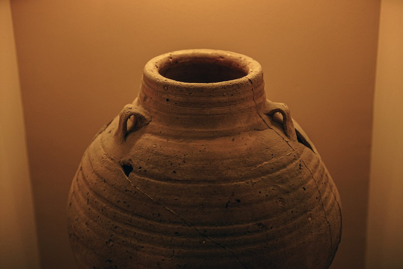 Ancient Clay Pot with Two Very Small Handles