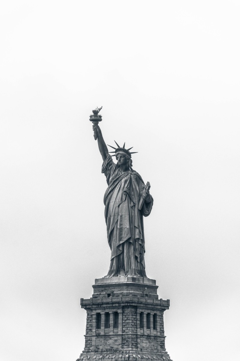 Black and White Photograph of the Statue of Liberty