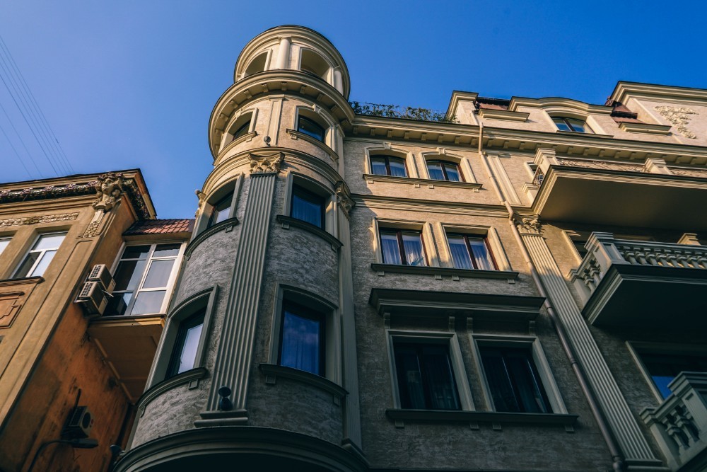 Apartment Building in Yalta Photographed from Below