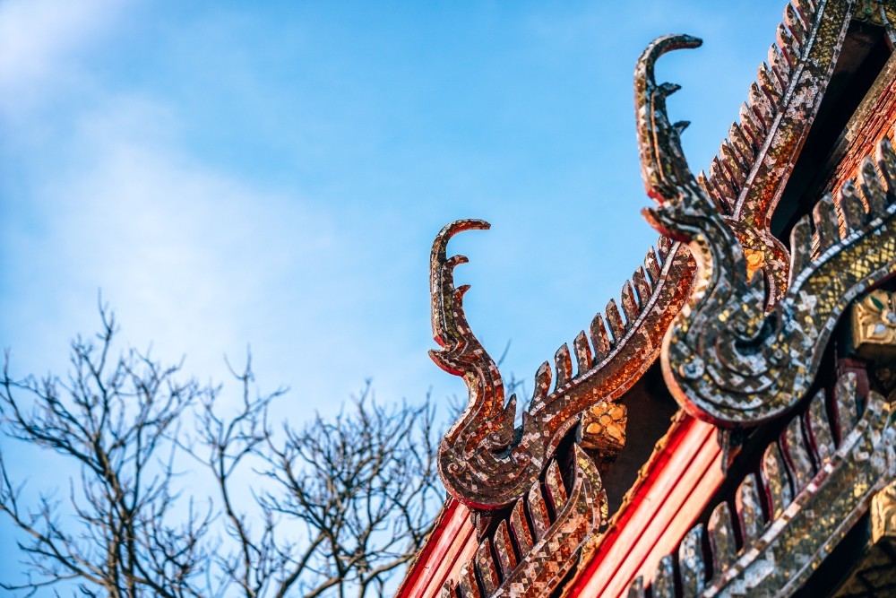 Architecture Art at a Thai Temple Rooftop