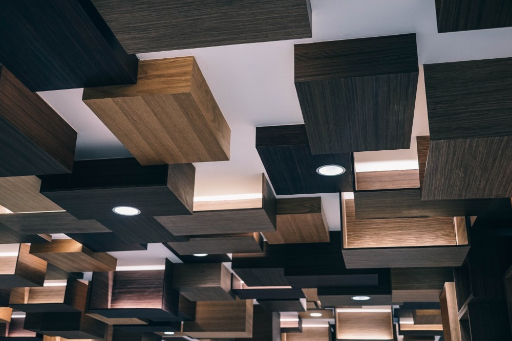 Artistic Wood Ceiling Panels in the Siam Discovery Mall in Bangkok