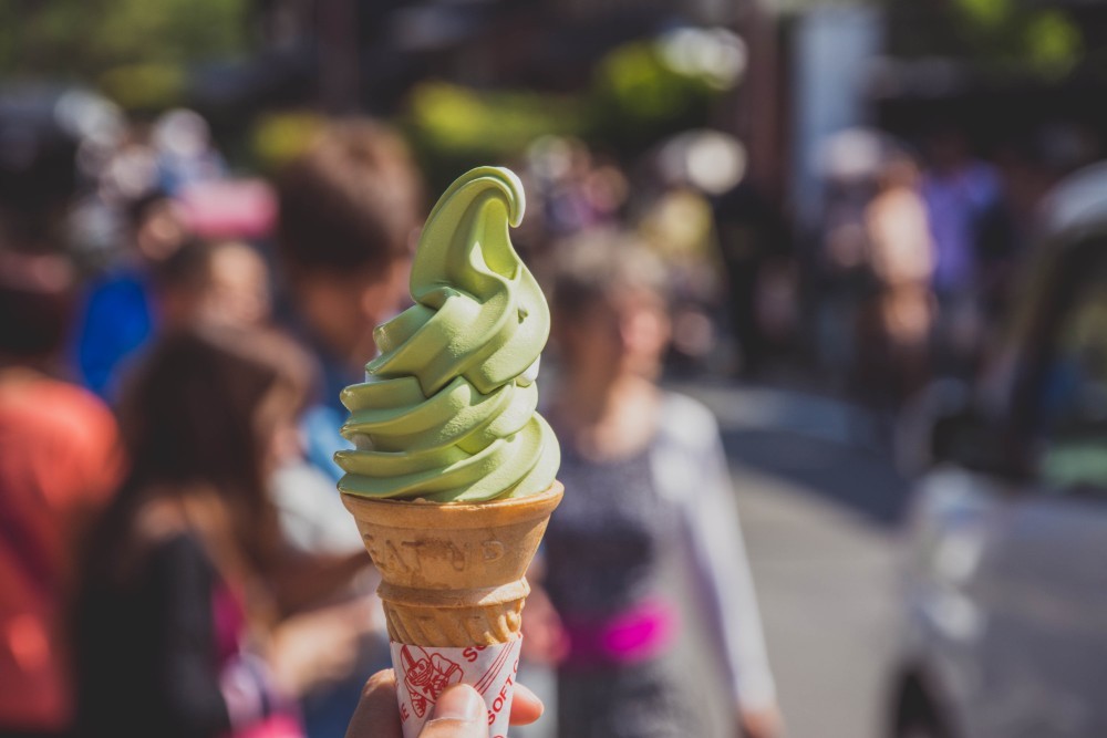 Close-up Shot of Green Ice Cream in a Cone