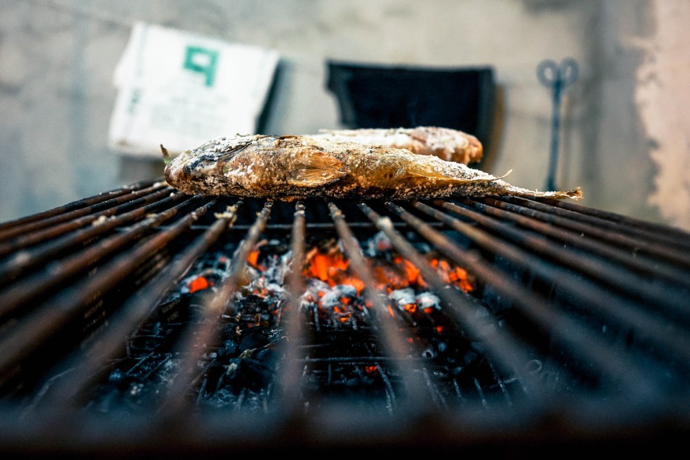 Close-up Shot of a Fish on a Grill