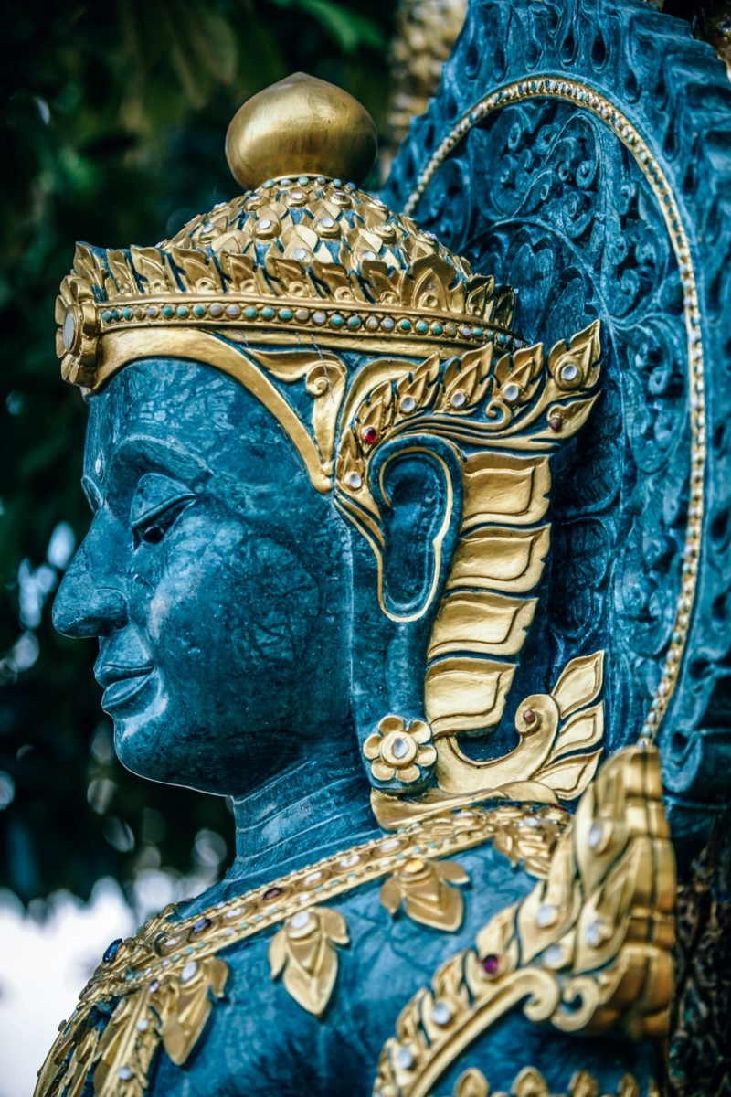 Close up Shot of the Face of a Buddhist Statue