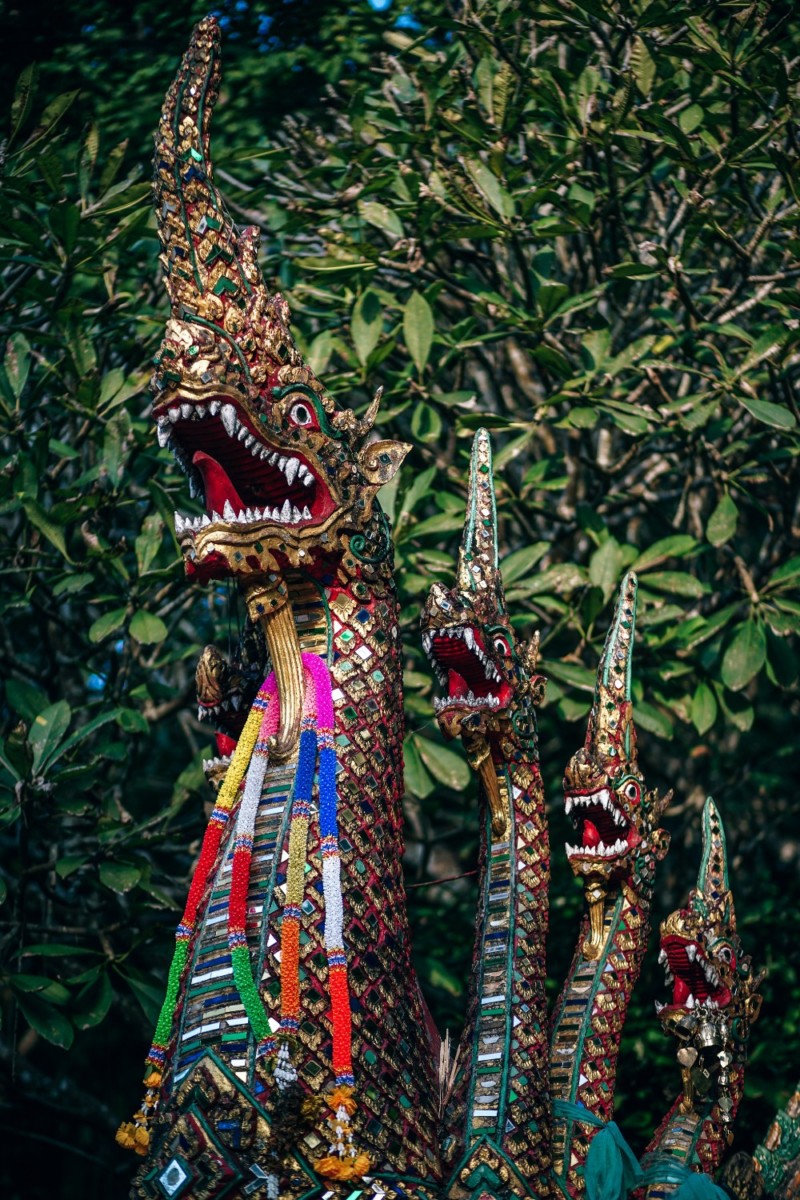 Dragon Heads Statue at The Entrance of Doi Suthep Temple