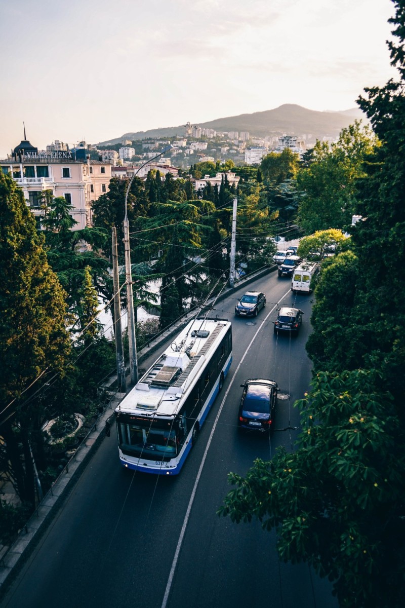 Driving Through a Beautiful Street in Yalta