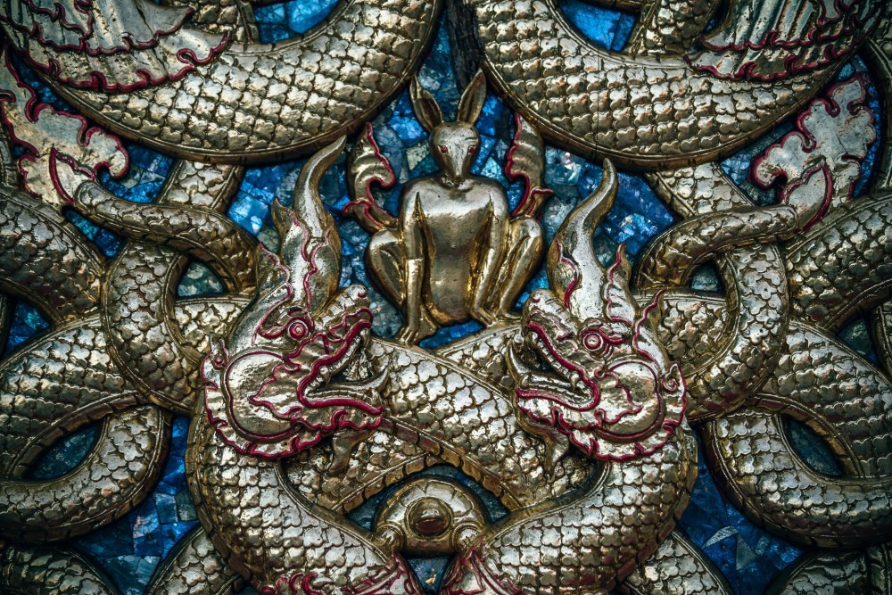 Golden Dragon Statue Carvings Inside Doi Suthep Temple
