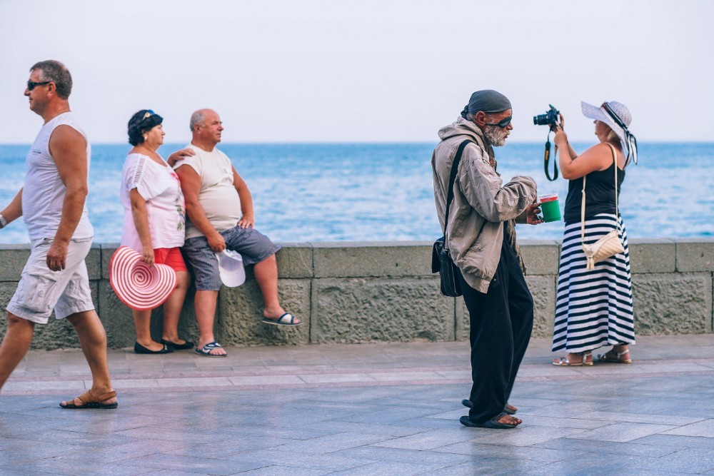 Homeless Man Asking for Money in Yalta