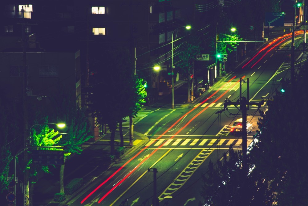 Long Exposure Photography of a Street in Kyoto at Night