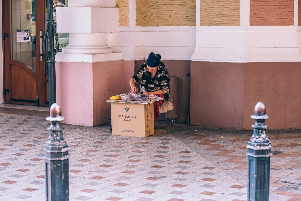 Old Woman Selling Seeds on the Streets of Yalta