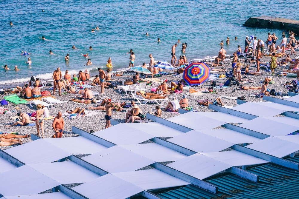 People Having Fun at the Beach in Yalta