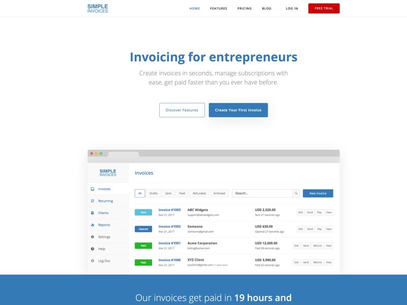 Simple Invoices is the easiest way for freelancers to send invoices and get paid on time. Accept credit cards and PayPal payments in seconds. 