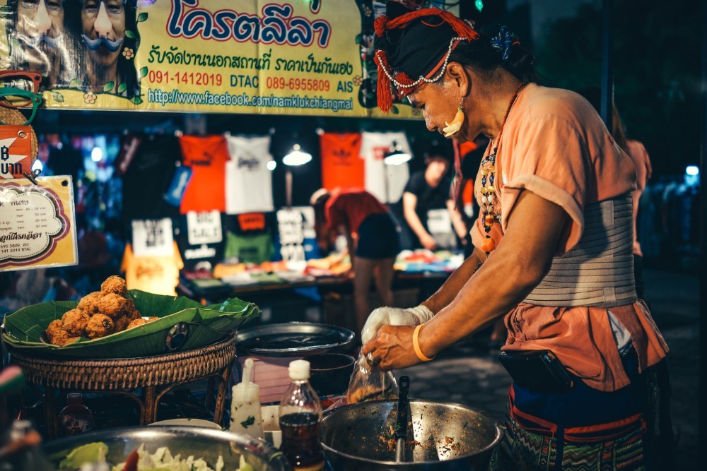 Woman Preparing Food at the Chiang Mai Night Market