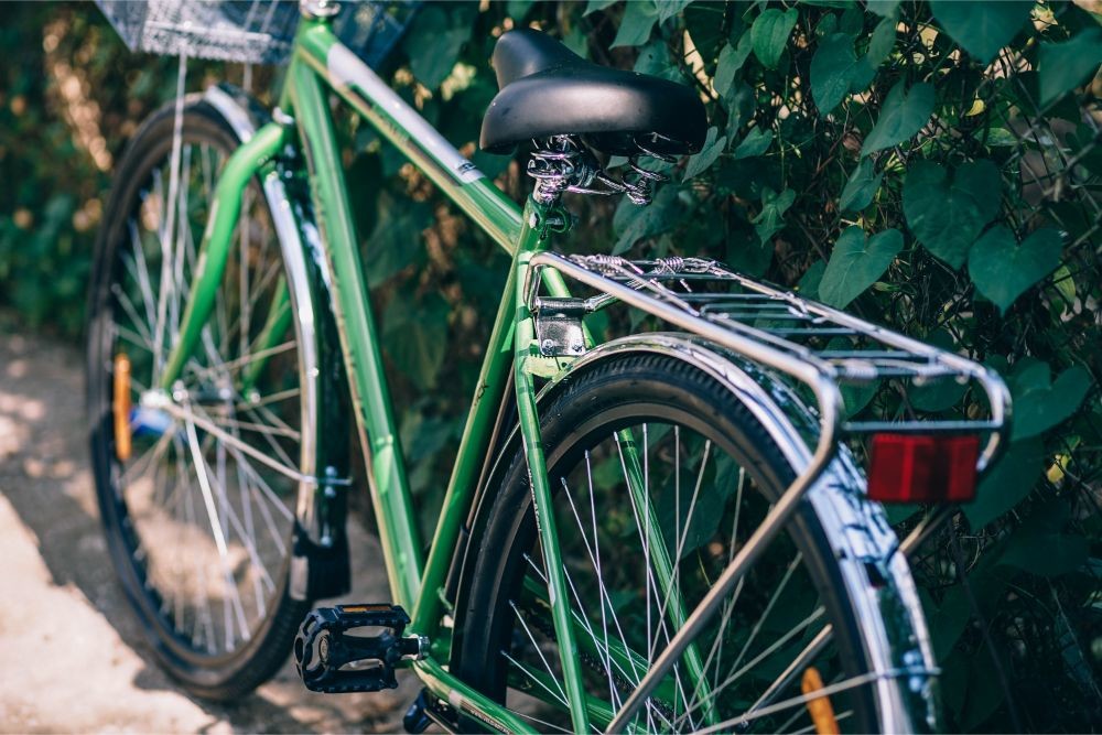 Close up Photography of a Green Bicycle