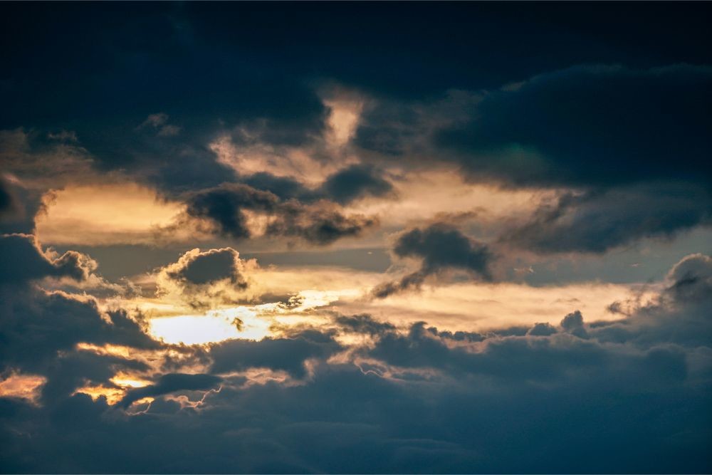 Dense Clouds Covering the Sunset