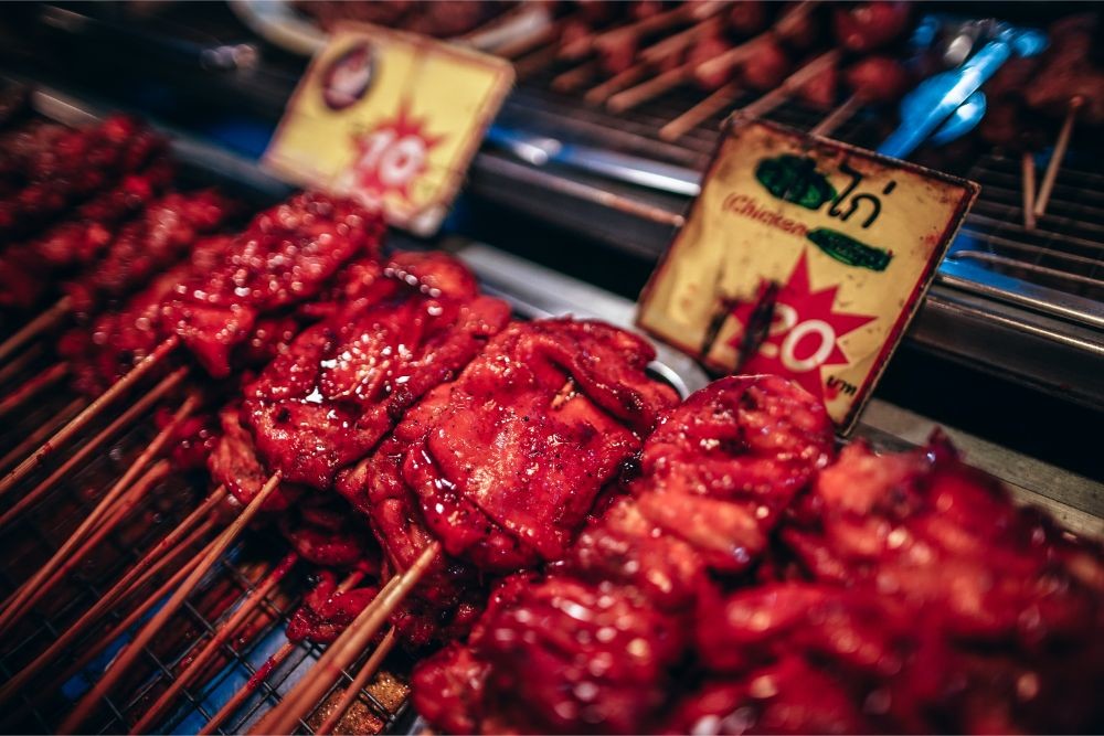 Glazed Chicken on a Stick for Sale at the Phantip Night Market