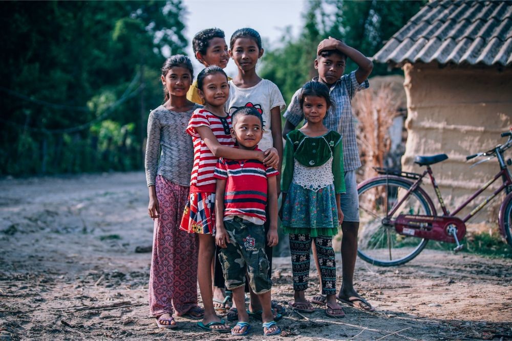 Happy Nepali Village Kids Posing for a Photograph