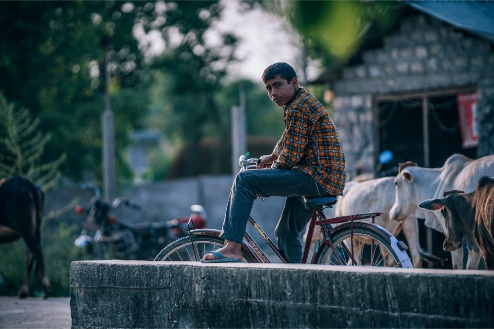 Nepali Teenager on a Vintage Bike