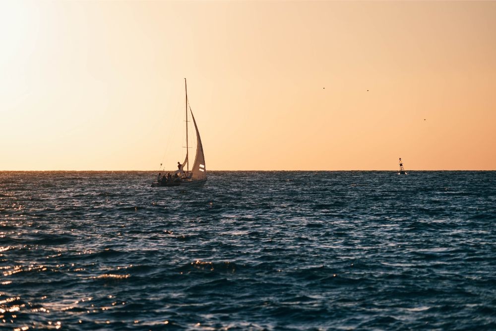Sailing Boat Photographed at Sunset