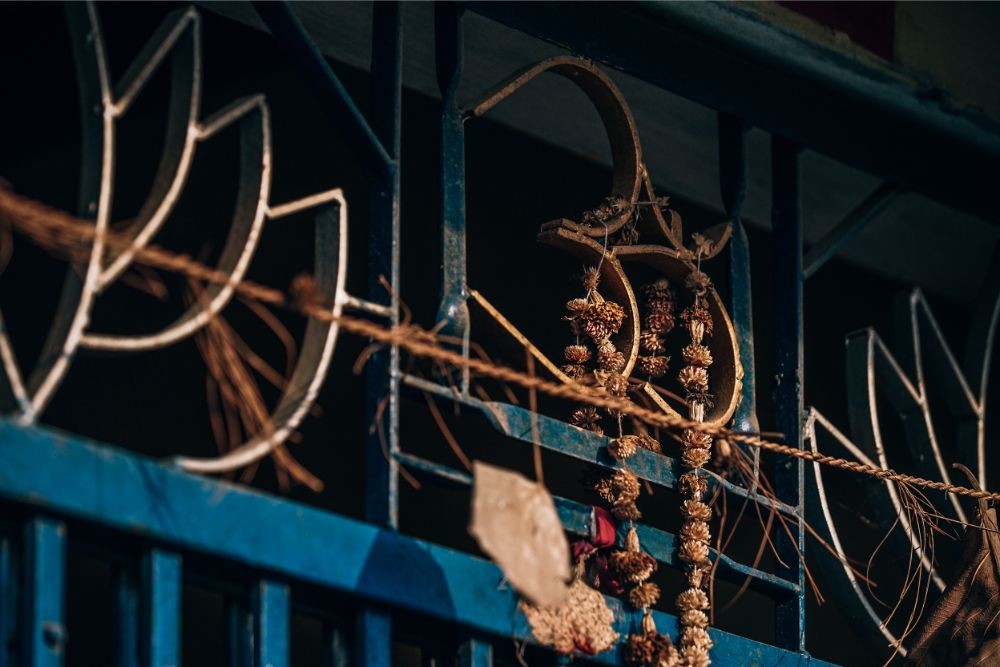 Stunning Om Metal Symbol on a House Door