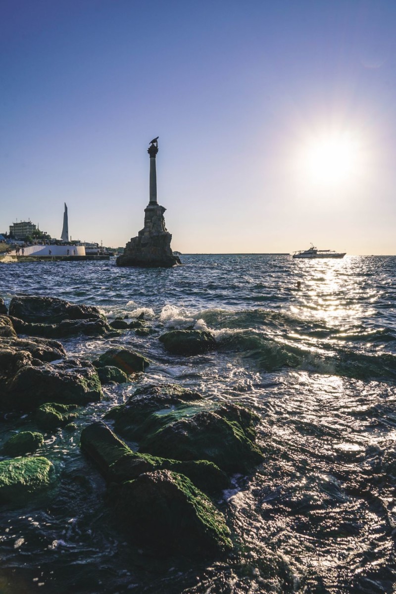 The Monument to the Flooded Ships in Sevastopol Photographed from the Shore