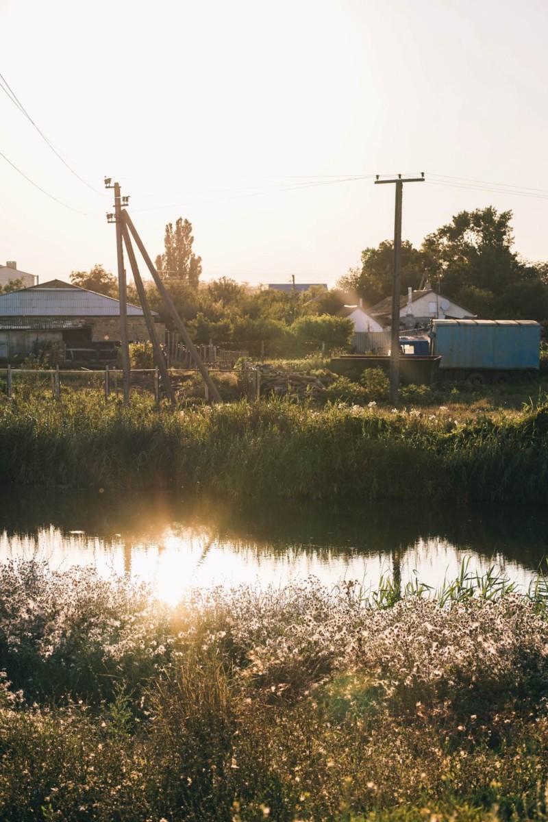 The Sunset Reflecting in the River in Dzhankoy