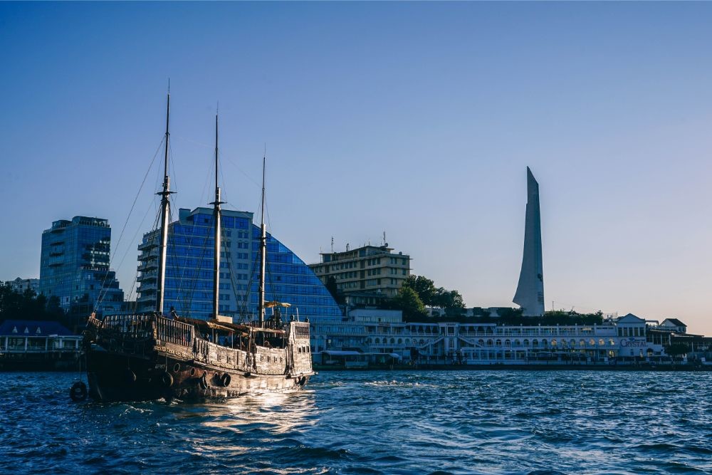 Vintage Passenger Sailing Ship in Sevastopol