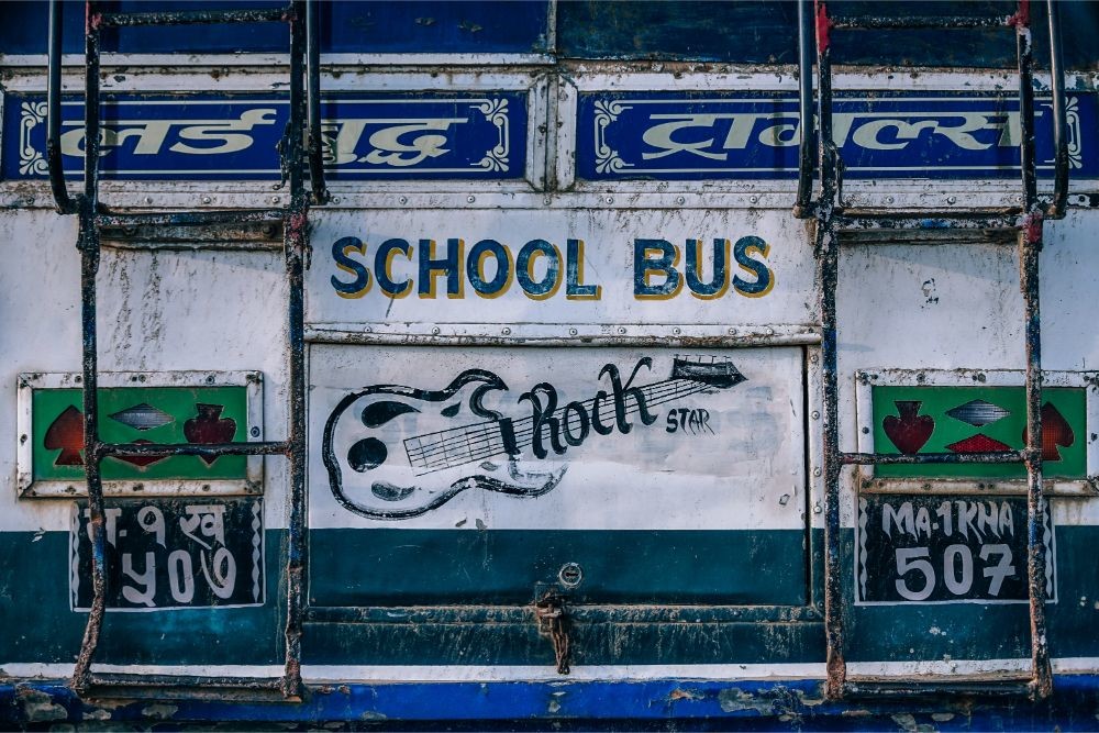 White School Bus Board
