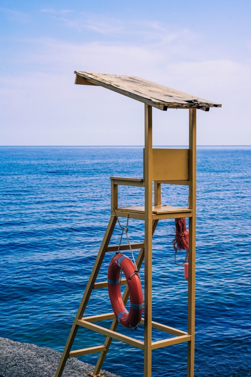 Yellow Lifeguard Chair at the Beach in Sevastopol