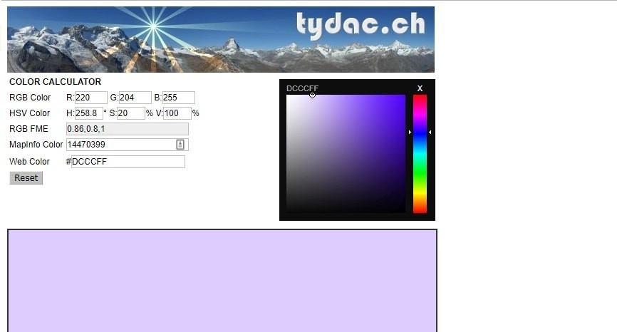 Color Calculator color tool