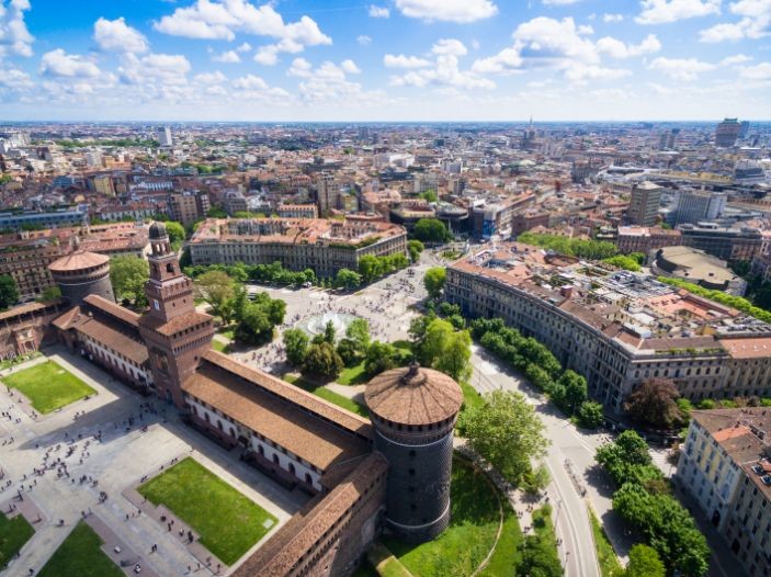 aerial photography view of sforza castello castle PNYHE