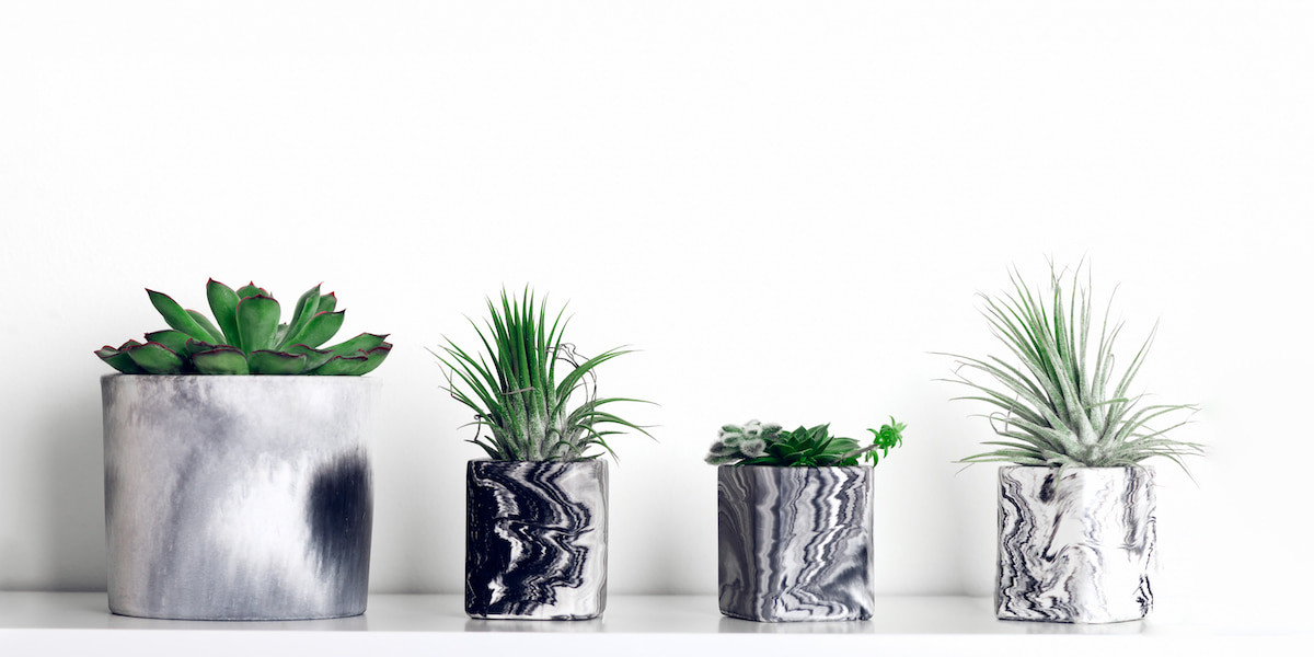 3×Grey Home/Office Deco Stone Style Indoor Outdoor Plastic Plant Pot 22.5 x 18cm 