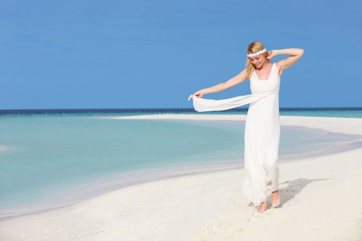 bride at beautiful beach wedding PUFS