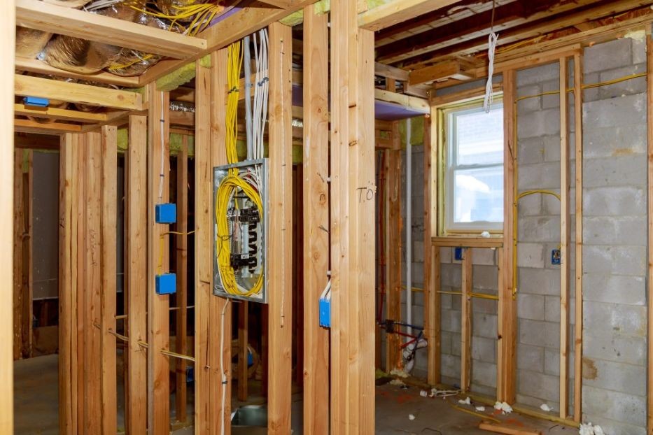 interior framing of a new house under construction construction home framing t vKxJp