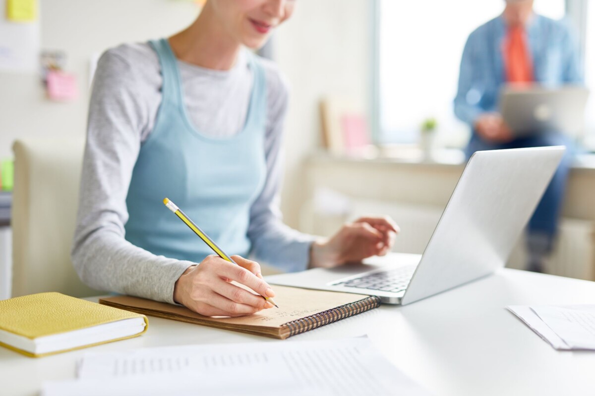 woman doing homework