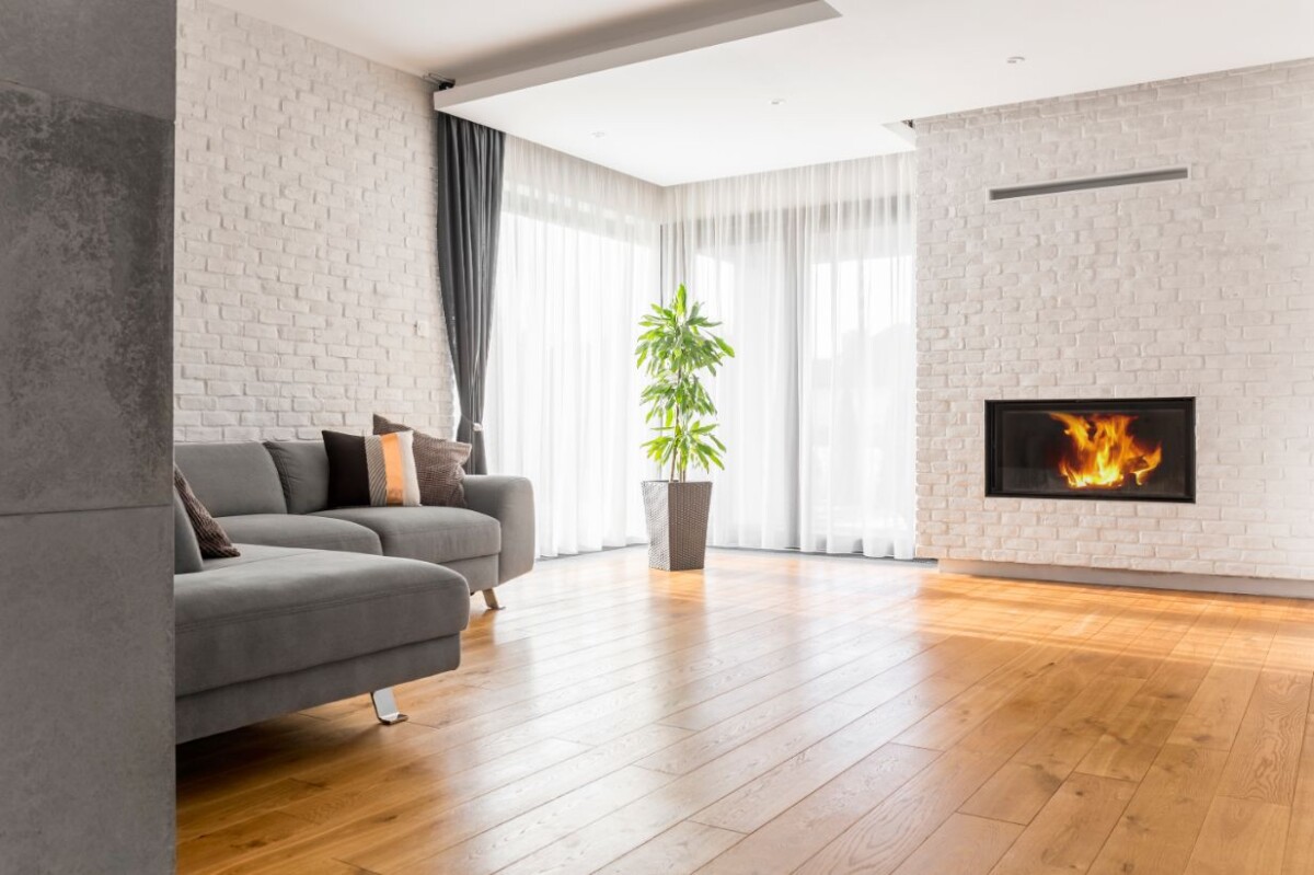 living room with wood flooring puls