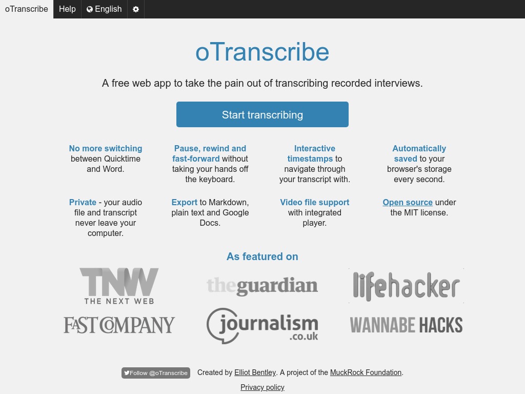 otranscribe com