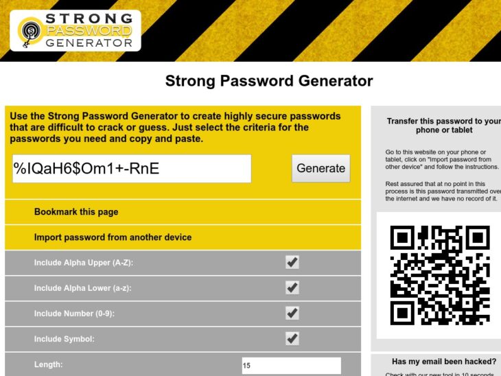 create a strong password generator