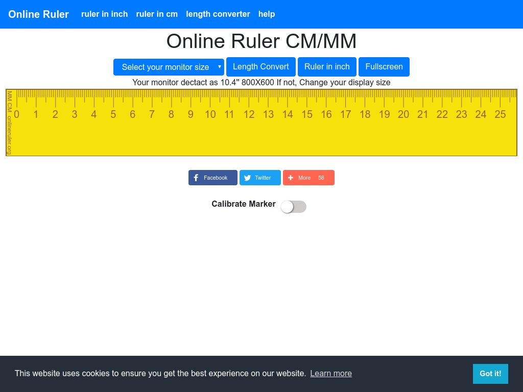 on screen life size ruler