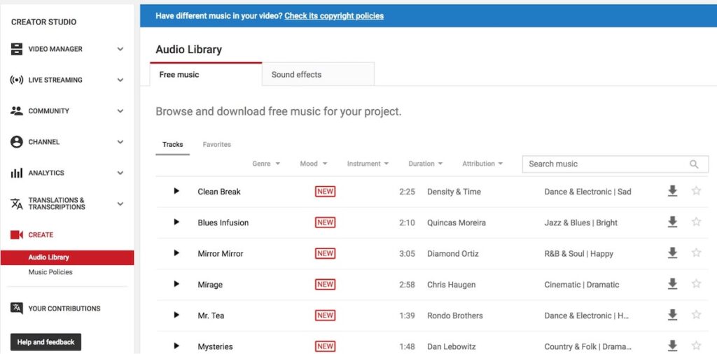 youtube royalty free music youtube audio library
