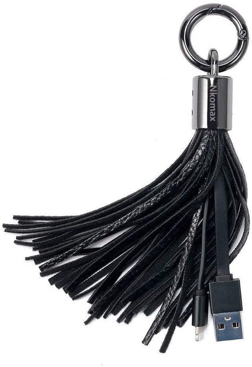 Oneenjoy Lightning Leather Tassel Keychain Charger