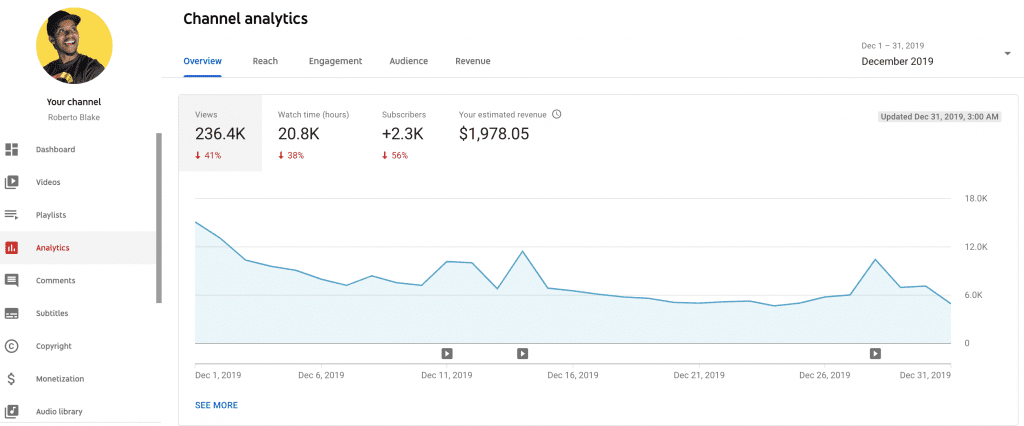 youtube income report